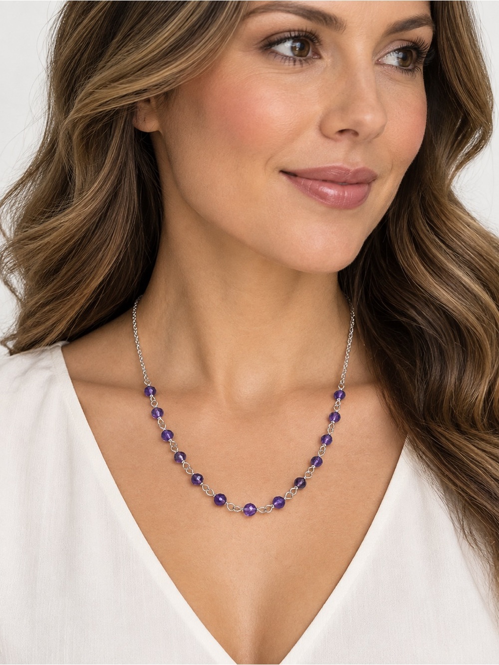 Faceted Amethyst Silver Necklace